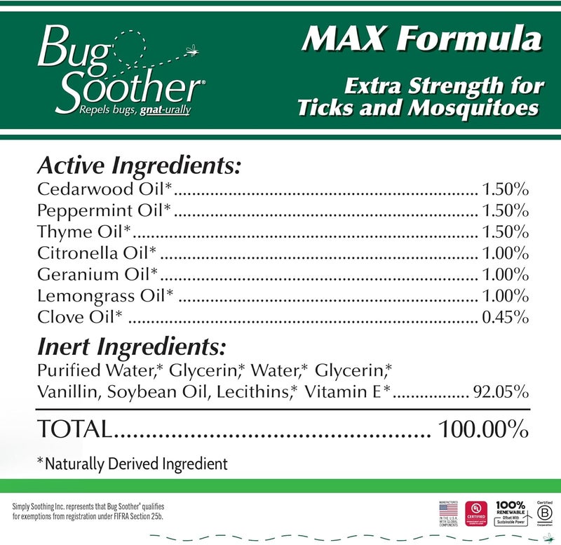 Bug Soother Max - Extra Strength Natural Gnat, Tick, and Mosquito Repellent, 4 fl oz Bug Spray Deterrent - DEET-Free - Safe for Adults & The Environment - Made in USA - Image 2